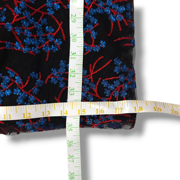 EUC Nicole Miller New York Floral Embroidered Tulle Dress Sz. 4 Black Blue Red - Picture 8 of 10